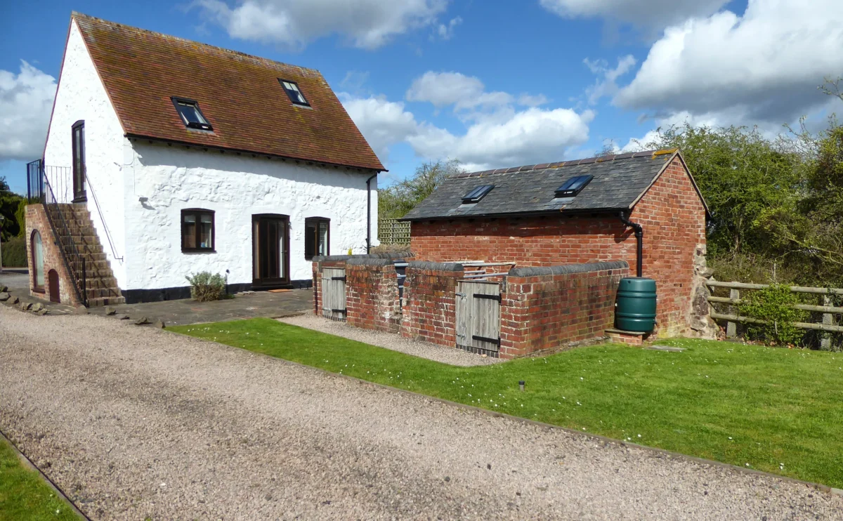 Rhydd Barn patio and converted pigsty