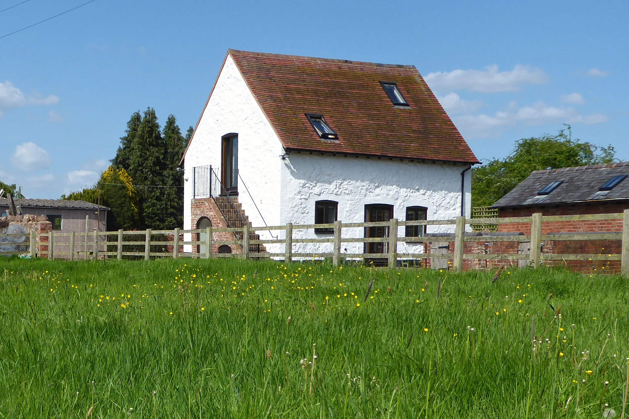 The barn from our paddock with wildflowers