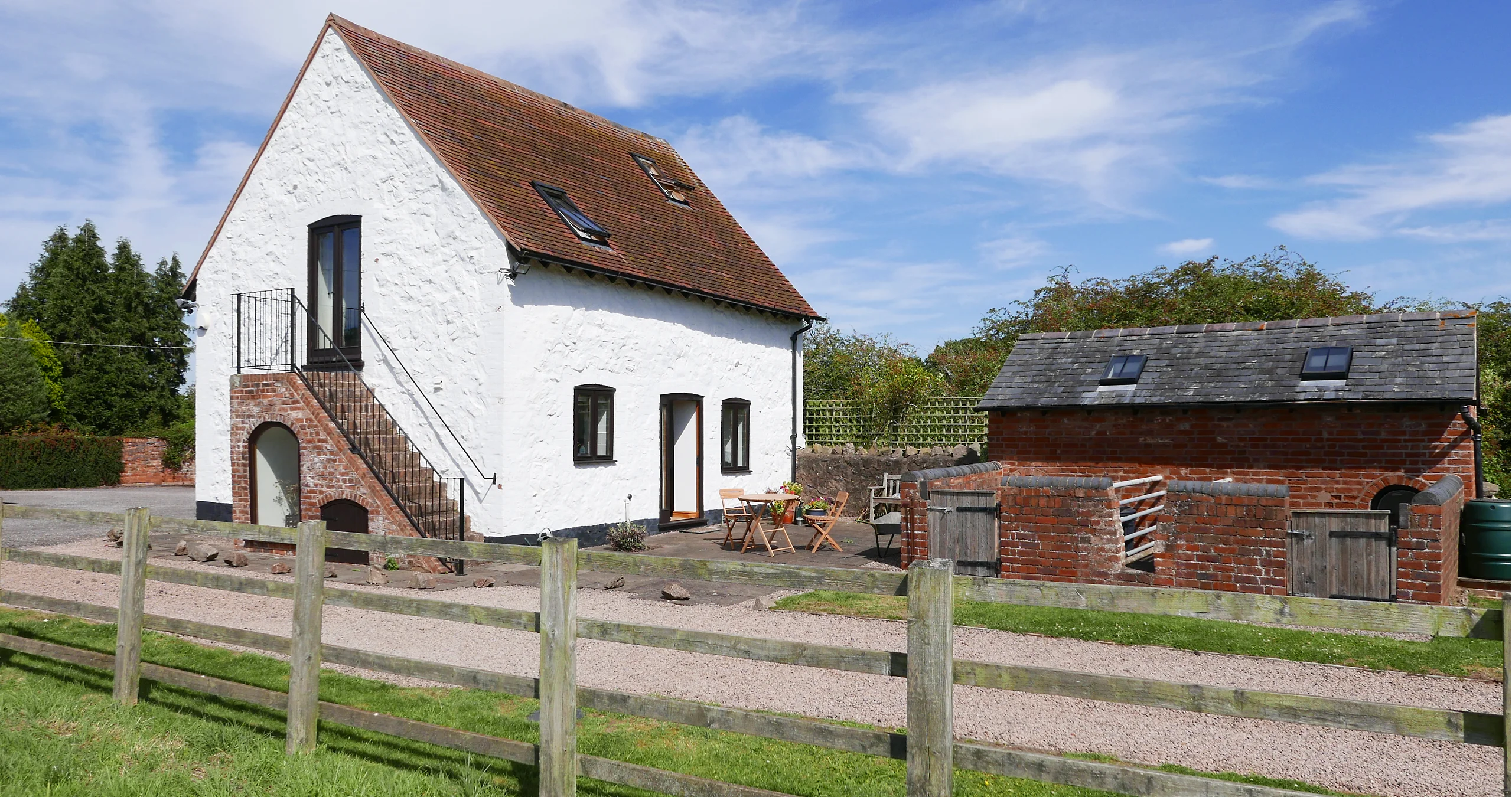 Rhydd Barn sunny patio and restored pigsty